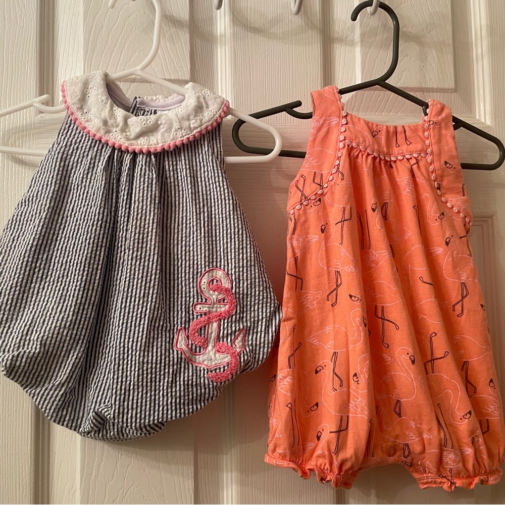 3 and 6 month baby girl rompers